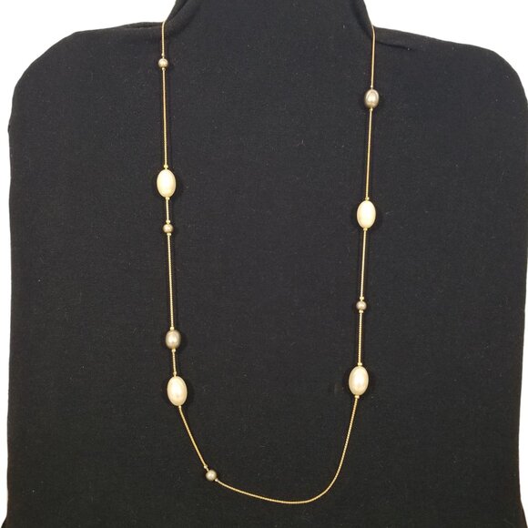 Vtg Givenchy Faux Pearl Necklace & Iridescent Stone Necklace Bundle - Picture 3 of 16